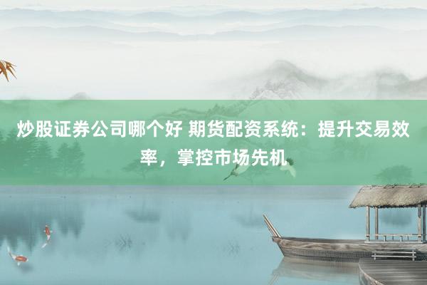 炒股证券公司哪个好 期货配资系统：提升交易效率，掌控市场先机