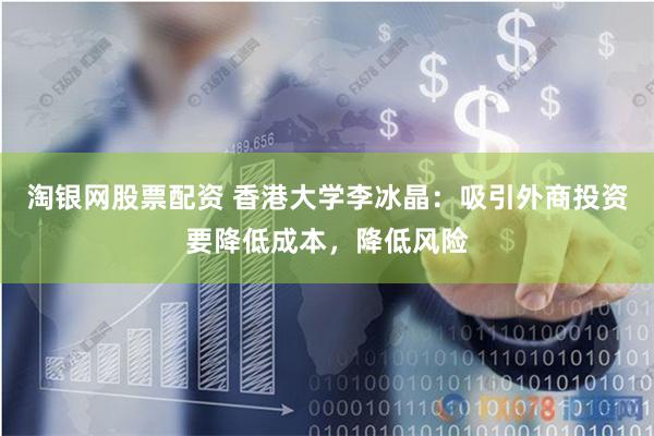 淘银网股票配资 香港大学李冰晶：吸引外商投资要降低成本，降低风险